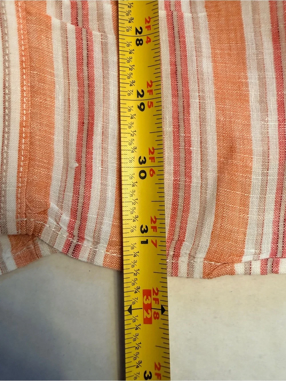 Banana Republic‎ 100% Linen Flax Men's Size Large 16-16.5 Orange White Stripe